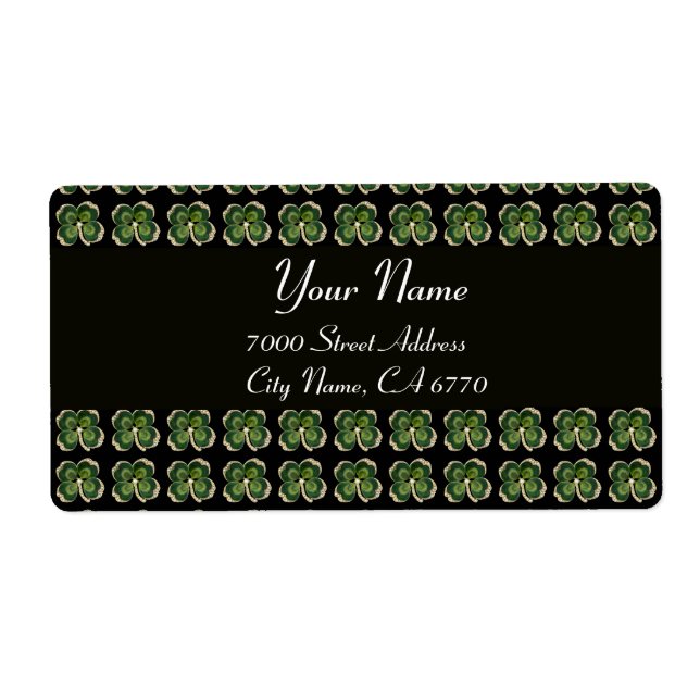 Étiquette Gold Saint Patrick Bijou Shamrock et perles Noir (Devant)