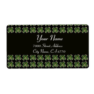 Étiquette Gold Saint Patrick Shamrock Jewel and Pearls Black