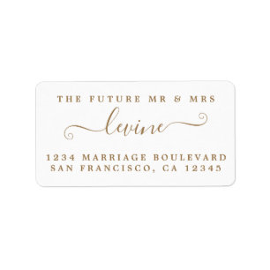 Étiquette Gold Script Future M. Mme Mariage Adresse de retou