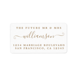 Étiquette Gold Script Future M. Mme Mariage Adresse de retou