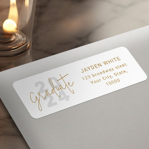 Étiquette Gold Simple Modern Script Graduate Adresse de reto