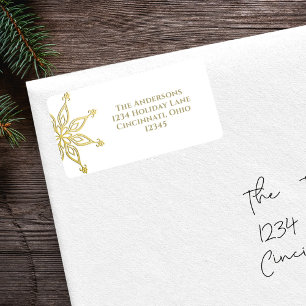 Étiquette Gold Snowflon Adresse de retour Noël