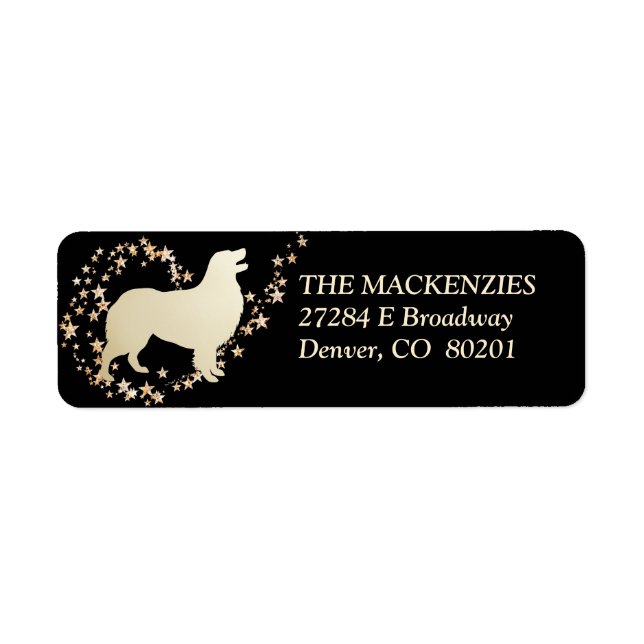 Étiquette Gold Star Swirl Australian Shepherd Chien (Devant)