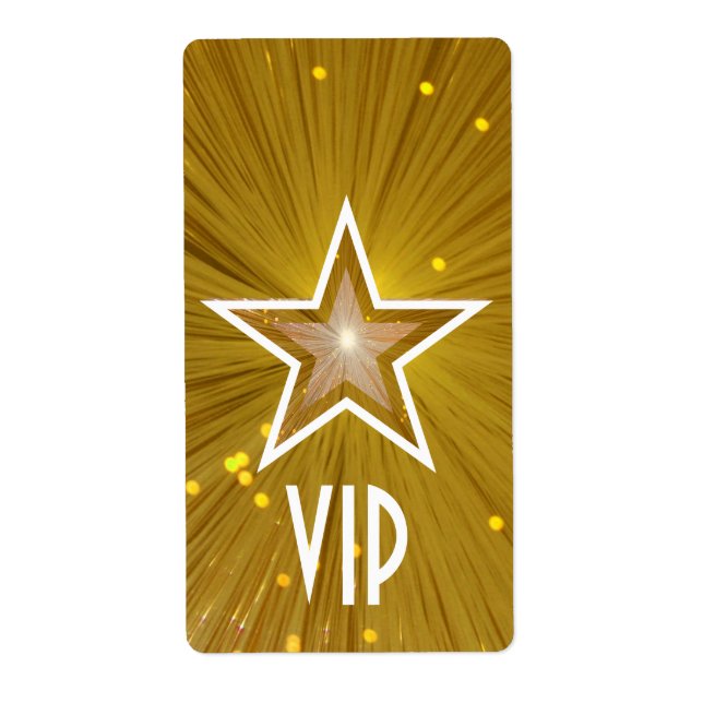 Étiquette Gold Star 'VIP' grand texte blanc (Devant)