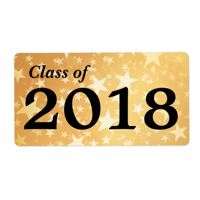 Étiquette Gold Stars Graduate Class Of 2018 | Bouteille d'ea (Devant)