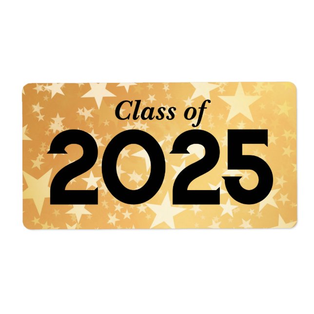 Étiquette Gold Stars Graduate Class Of 2025 | Bouteille d'Ea (Devant)