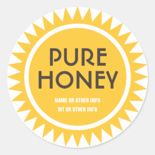 Étiquette Gold Sun Round Honey Jar
