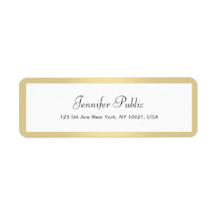 Étiquette Gold White Elegant Hand Script Name Professionnel