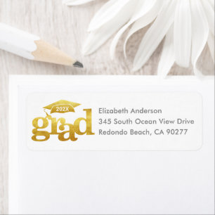 Étiquette Gold White Graduation Bold Modern Type Casquette A