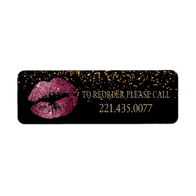 Étiquette Golden Confetti & Vin Rouge 💋 lèvres - Récommande (Devant)