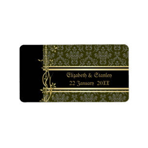 Étiquette Golden Damask Luxury Wedding Favoriser le Étiquett