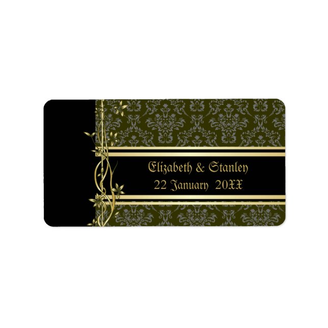 Étiquette Golden Damask Luxury Wedding Favoriser le Étiquett (Devant)