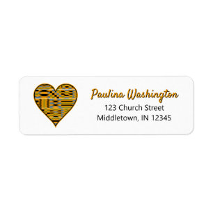 Étiquette Golden Kente Heart Adresse de retour Label