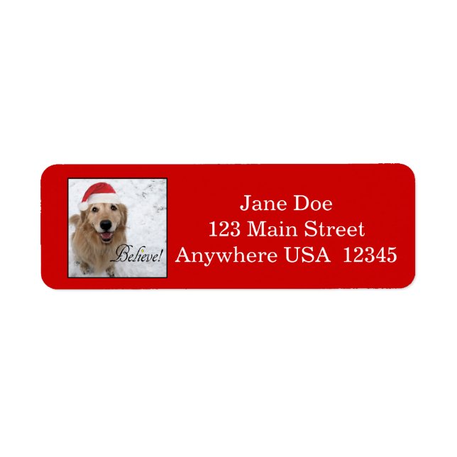 Étiquette Golden Retriever Believe Christmas (Devant)
