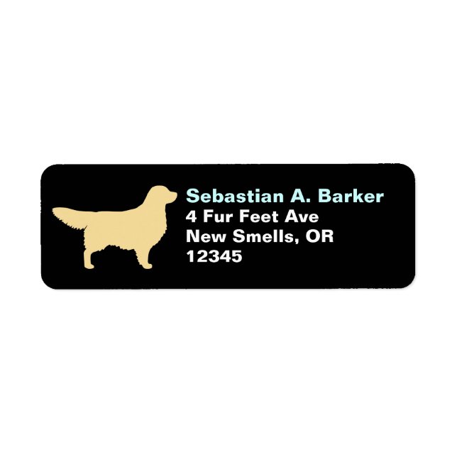 Étiquette Golden Retriever Chien Silhouette Adresse de retou (Devant)
