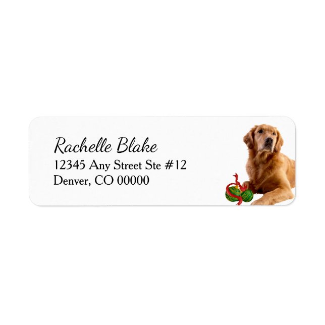 Étiquette Golden Retriever Christmas Bulles Retourner l'adre (Devant)