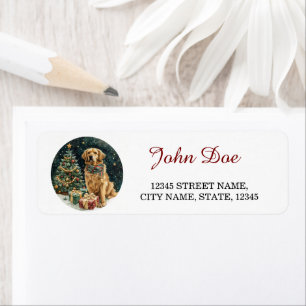 Étiquette Golden Retriever Christmas Retourner l'adresse