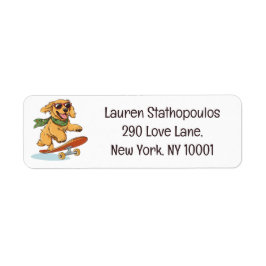 Étiquette Golden Retriever Dog Skateboarding