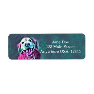 Étiquette Golden Retriever Neon Colonnes Nom personnalisé