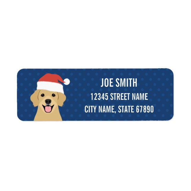 Étiquette Golden Retriever Noël Retourner l'adresse Étiquett (Devant)