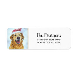 Étiquette Golden Retriever Santa Hat, Adresse de retour pers