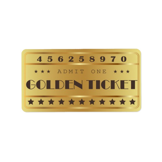 Étiquette Golden Ticket Admettre une étoile Anniversaire Fêt (Devant)