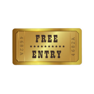 Étiquette Golden Ticket Admettre une étoile Gratuit Entrée V