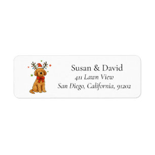 Étiquette Goldendoodle Chien Noël Chapeau de Père Noël Andou