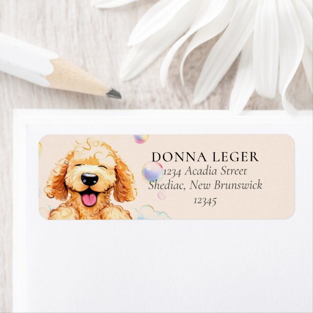 Étiquette Goldendoodle Labradoodle Chien Adresse personnalis (En situation)
