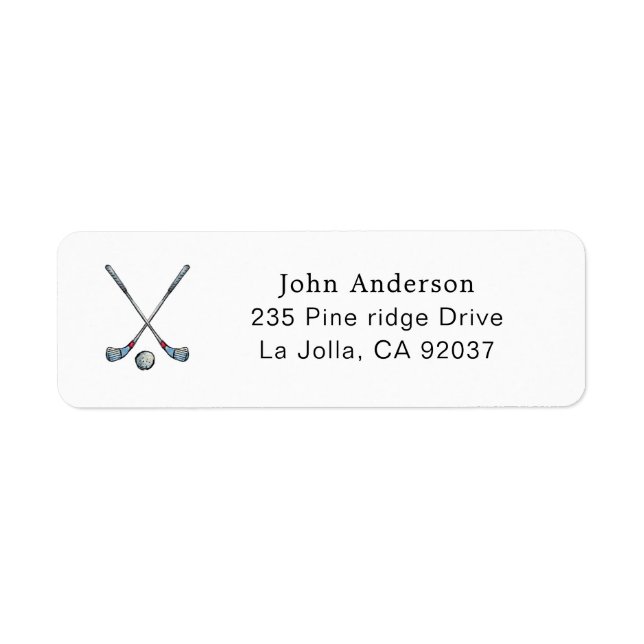 Étiquette Golf clubs and ball Golfers Retourner l'adresse (Devant)