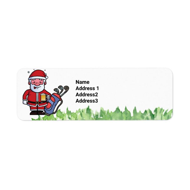 Étiquette Golf Joyeux Noël avec Père Noël heureux vacances (Devant)