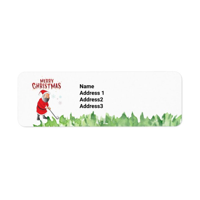 Étiquette Golf Joyeux Noël avec Père Noël heureux vacances (Devant)