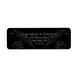 Étiquette Gothic Black Floral Raven & Rose Wedding