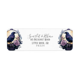 Étiquette Gothique Boho Floral Raven & Mariage Rose Retour