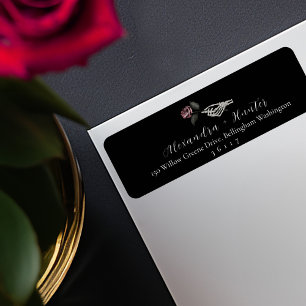 Étiquette Gothique Halloween Mariage Squelette Rose main Noi