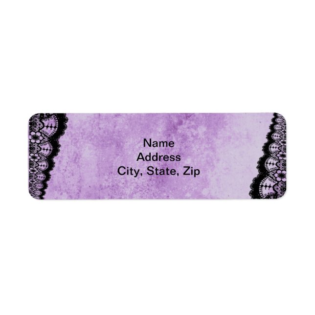 Étiquette Gothique Purple Grunge Black Lace Adresse du Maria (Devant)
