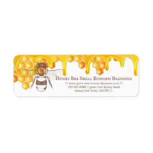 Étiquette Goutte de miel mince avec monogramme de l'abeille