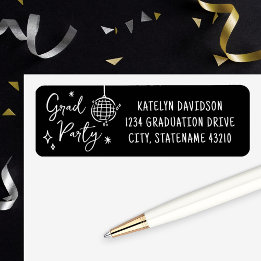 Étiquette Grad Party Disco Ball Return Address