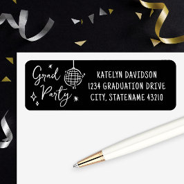 Étiquette Grad Party Disco Ball Return Address