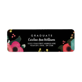 Étiquette Graduate Moderne Floral Retourner l'adresse Étique