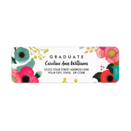 Étiquette Graduate Moderne Floral Retourner l'adresse Étique