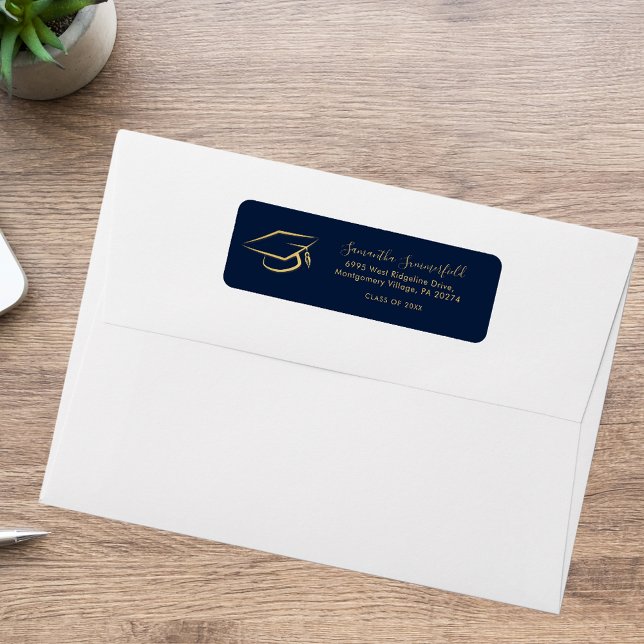 Étiquette Graduation 2023 Graduate Casquette Return Adresse (Graduation 2025 Graduate Cap Return Address Label)