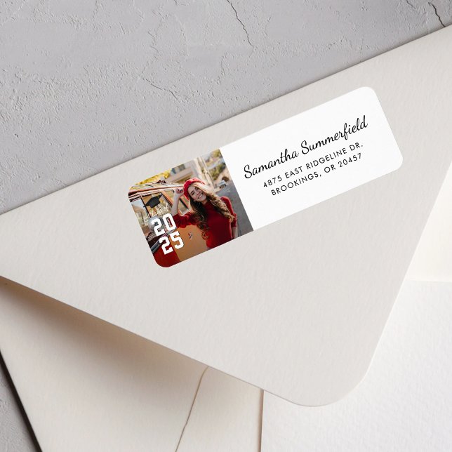 Étiquette Graduation 2025 Photo Script Retourner l'adresse (Graduation 2025 Photo Script Return Address Label)