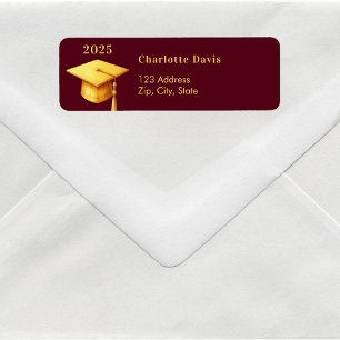 Étiquette Graduation burgundy or casquette 2025 adresse de r