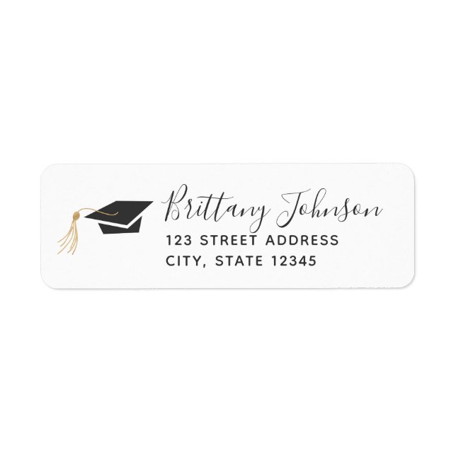 Étiquette Graduation Cap Gold Foil Tassel Adresse de retour (Devant)