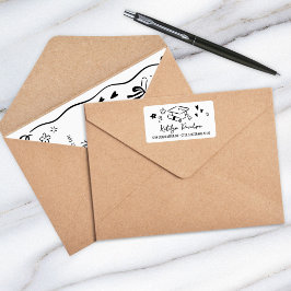 Étiquette Graduation Doodle Return Address