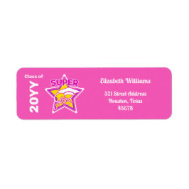 Étiquette Graduation Moderne Super Grad Pink Texte modifiabl