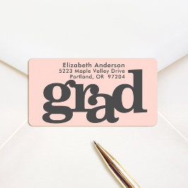 Étiquette Graduation typographie audacieuse adresse rose chi