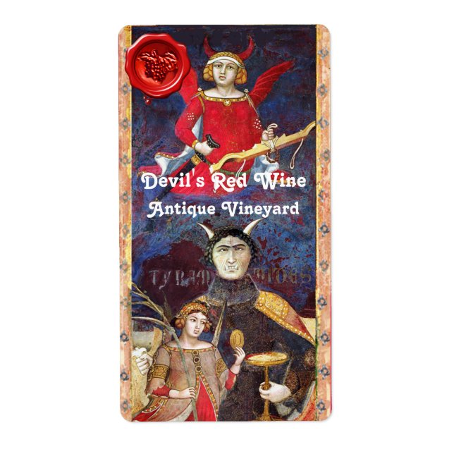 ÉTIQUETTE GRAINE DE VIN ROUGE DE PÉRIL ET TAROTS ANTIQUES (Devant)