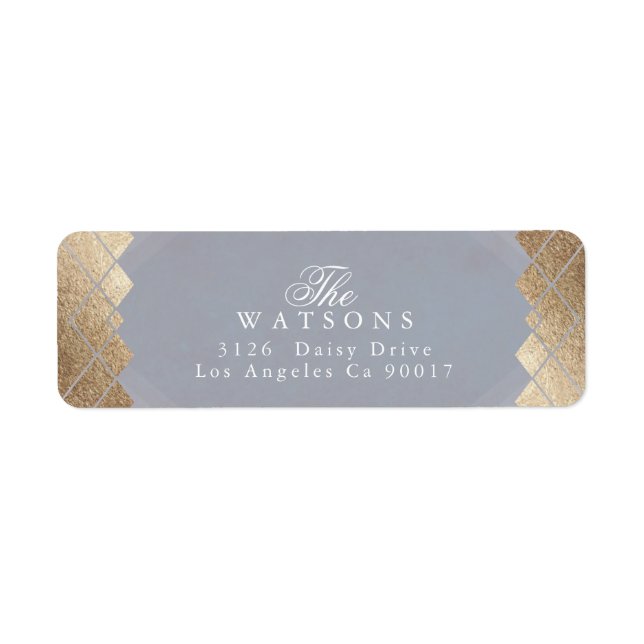 Étiquette Graisse géométrique Gris Gold Gatsby Mariage (Devant)